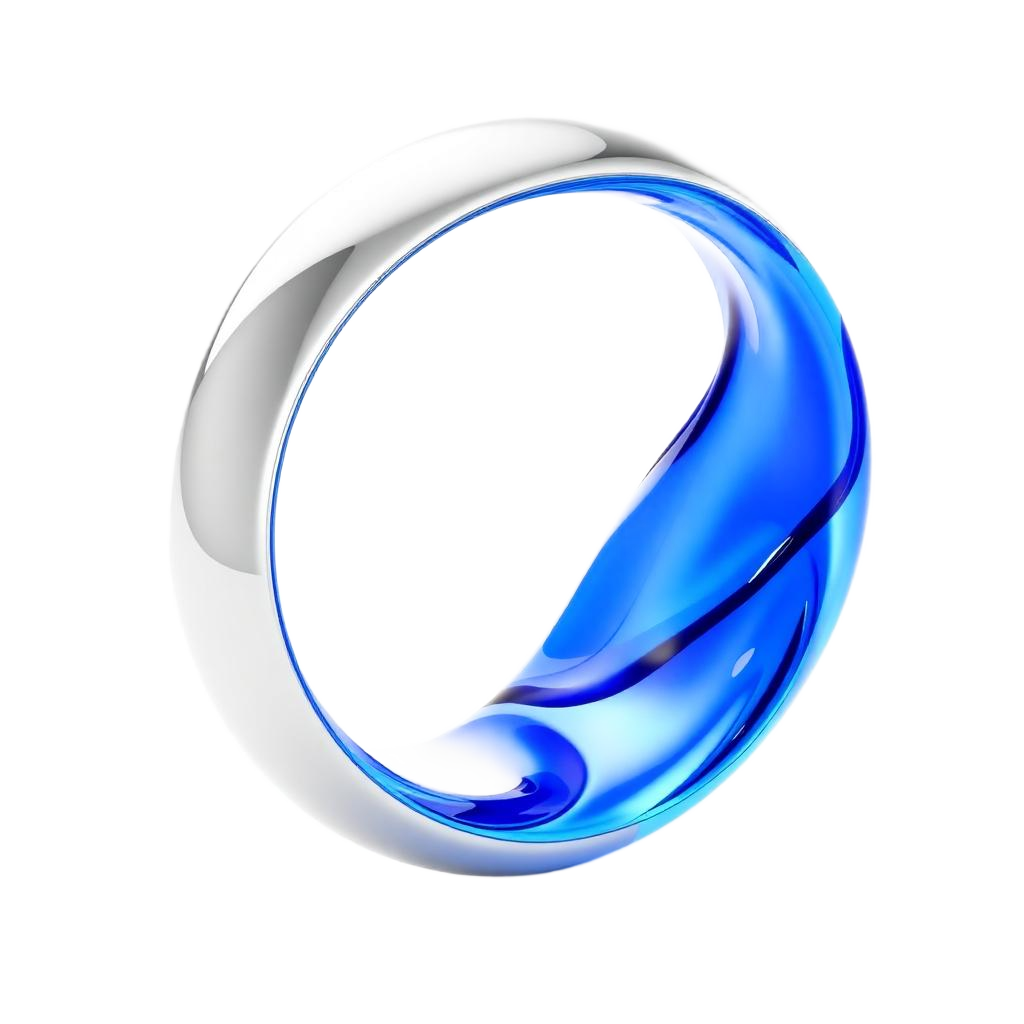 Abstract chrome ring with glass wave